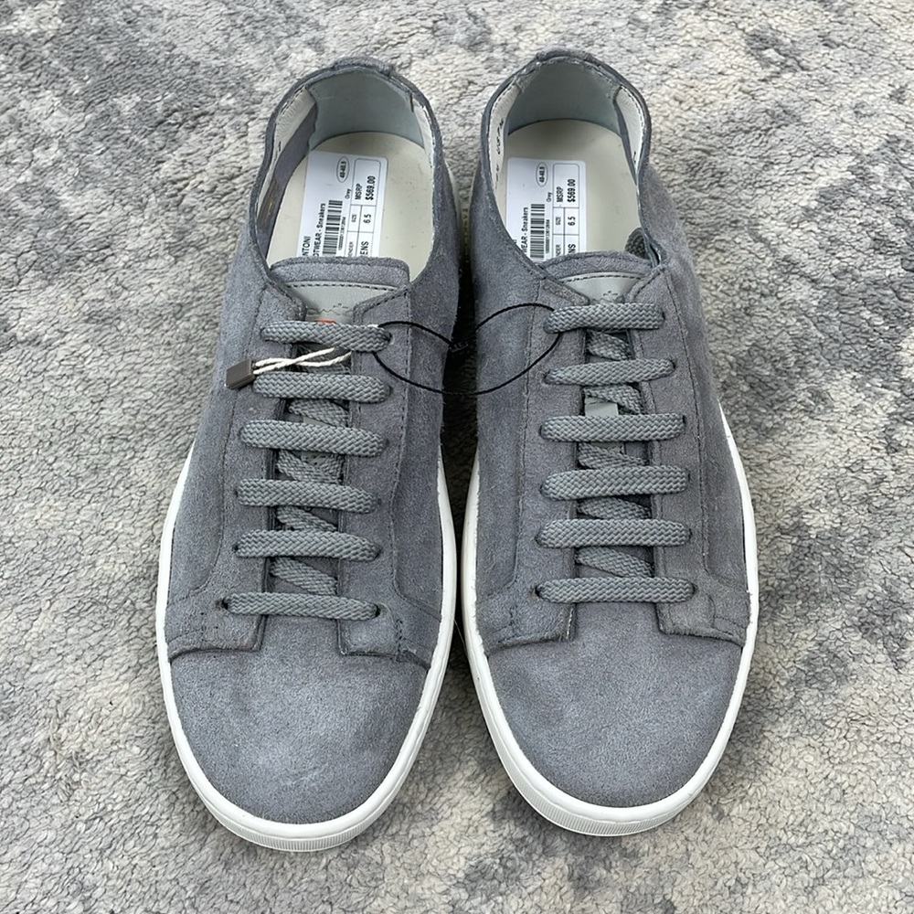 SOLD - New Santoni Micro Suede Low Top Sneakers Soft Gray Sz 7.5 - Picture 4 of 11